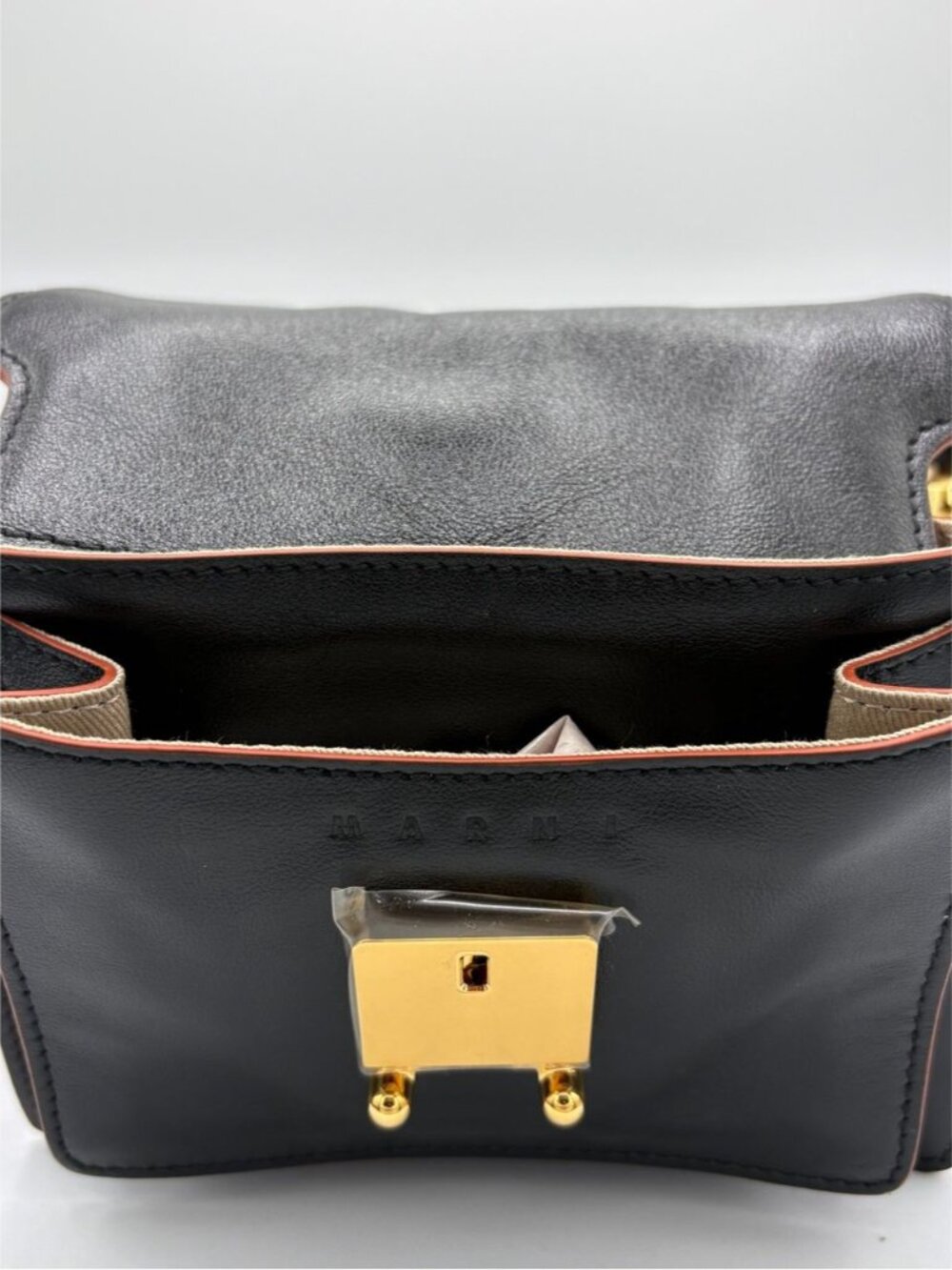 Marni Mini Trunk Bag Black Leather Crossbody Gold Hardware NWOT - Picture 9 of 13